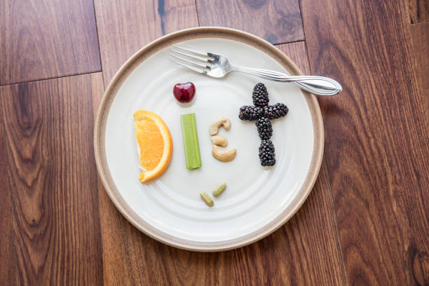 istock Diet plate with food spelling 968639544