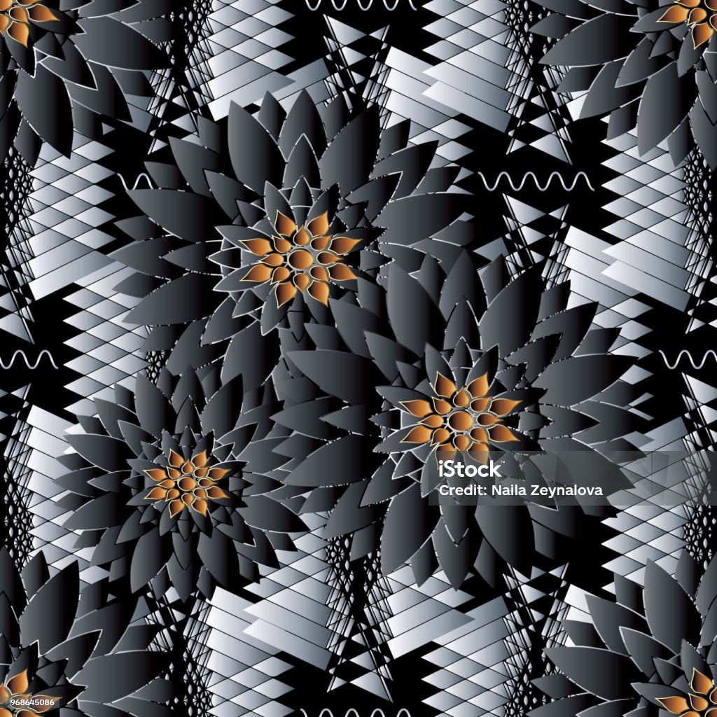 Floral Seamless Pattern Black Tribal Background Wallpaper Illus Stock  Illustration - Download Image Now - iStock