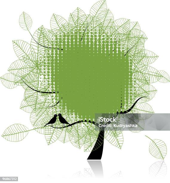 Art Tree Beautiful Птиц Место Для Вашего Текста — стоковая векторная графика и другие изображения на тему Абстрактный - Абстрактный, Без людей, Векторная графика