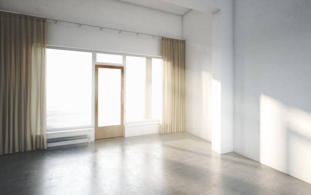 istock Beautiful White and Bright Room with Sun Light Passing Through 968677076