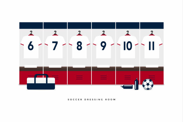 Football or soccer dressing room. Football or soccer dressing room. football locker room stock illustrations