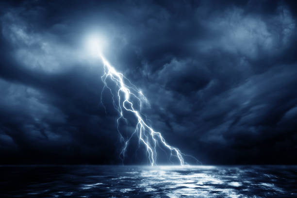 istock Lightning storm over Black sea near 968688300