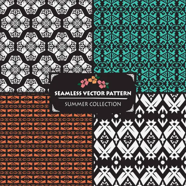 Vector illustration of Seamless abstract vector pattern ethnic tribal Boho style summer collection