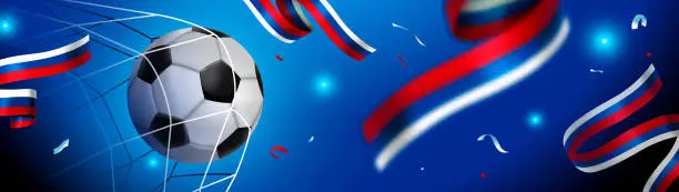 Vector illustration of Soccer ball banner for russia sport game event