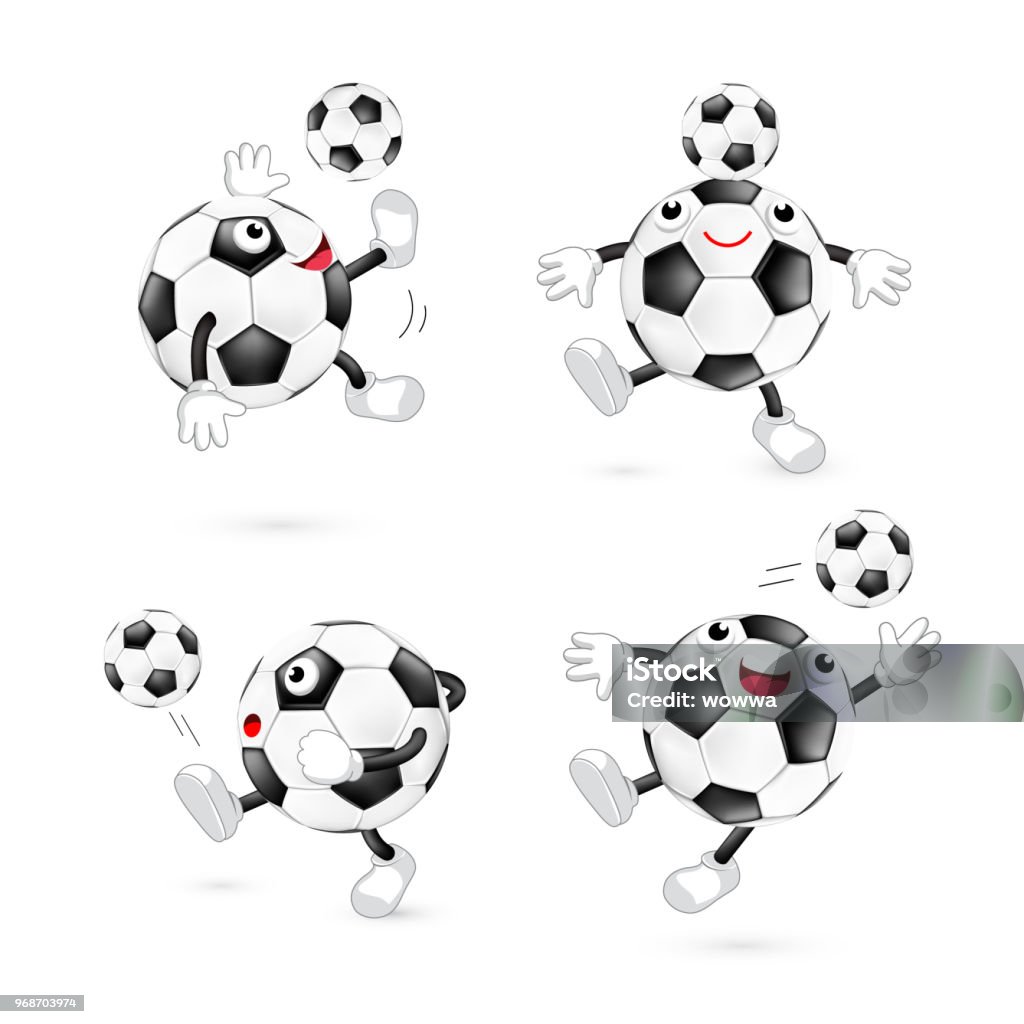 Ilustración de Juego De Pelota De Fútbol De Dibujos Animados Lindo y más  Vectores Libres de Derechos de Cabeza - iStock
