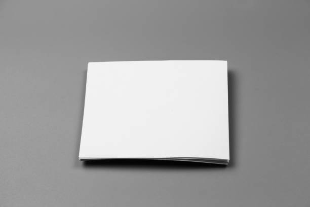 istock Blank portrait mock-up paper. brochure magazine isolated on gray, changeable background / white paper isolated on gray 968719028