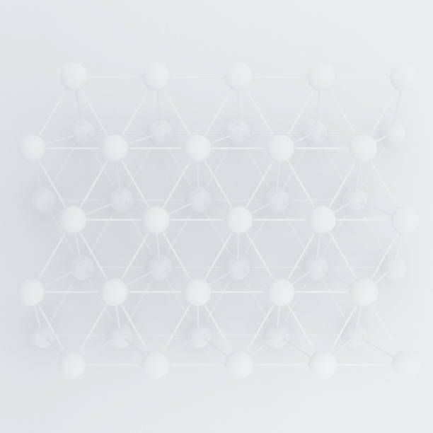 istock 3d illustration. Abstract white three-dimensional composition, render. The structure of the balls and connecting rods. The image of the atoms, molecules, the hinge. 968719248