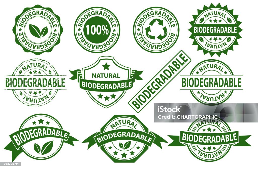Biodegardable 7 Sign Biodegradable Rubber Stamp Label Sign Symbol Stock Illustration ...