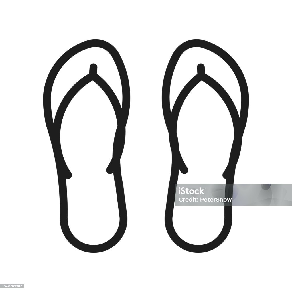 Flip Flops Beach Footwear Icon Vector Thin Line Illustration And Swimming Sandals Stock Illustration - Download Image Now - iStock
