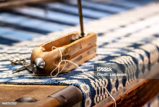 Weaving Background With Traditional Tools Stock Photo - Download Image Now - Museum, Rug, Wool