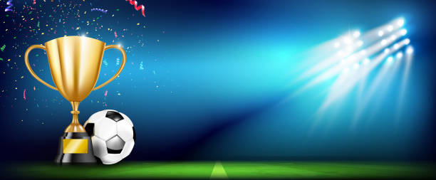 istock Golden trophy cups and Soccer ball 004 968766856