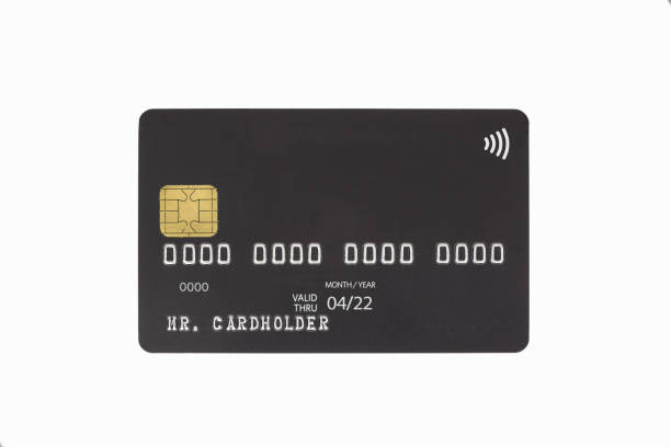istock Black bank credit card isolated on white background 968771640