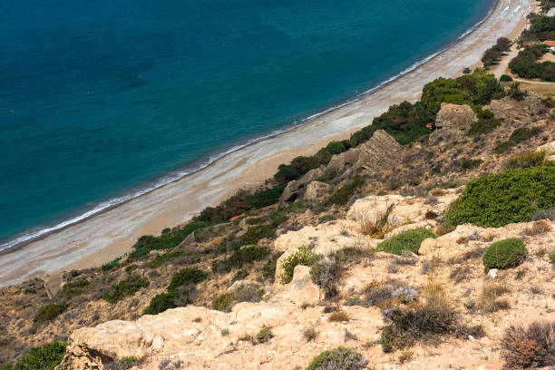 istock Sea and coastline view from a rocky height 968774212