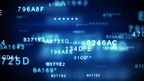 Digital Code Values Decryption Of Blue Digital Data Code Stock Photo - Download Image Now ...