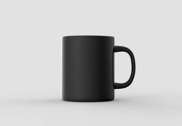 istock Black mug mock up isolated on light gray background. 3D illustration. 968782880