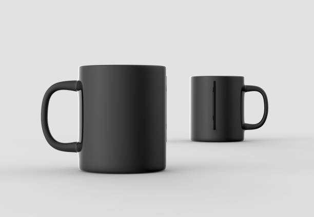 istock Black mug mock up isolated on light gray background. 3D illustration. 968785192