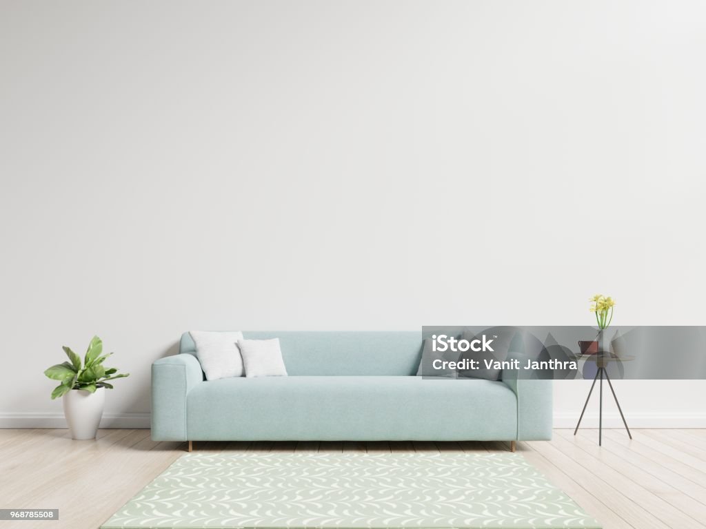 Wohnzimmer mit Sofa haben Kissen - Lizenzfrei Sofa Stock-Foto
