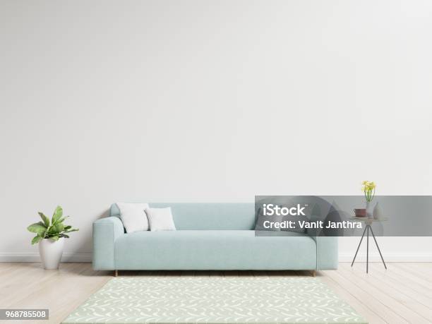 Living Room With Sofa Have Pillows Stock Photo - Download Image Now - Sofa, Living Room, Front View
