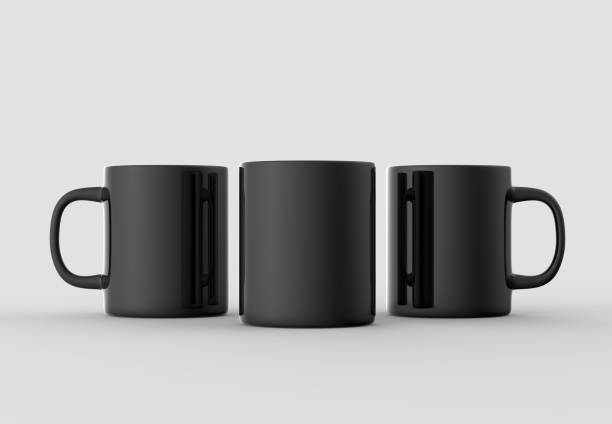 istock Black mug mock up isolated on light gray background. 3D illustration. 968785680