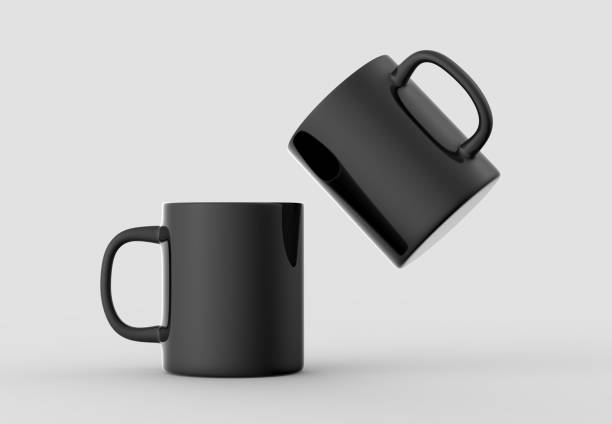 istock Black mug mock up isolated on light gray background. 3D illustration. 968785838