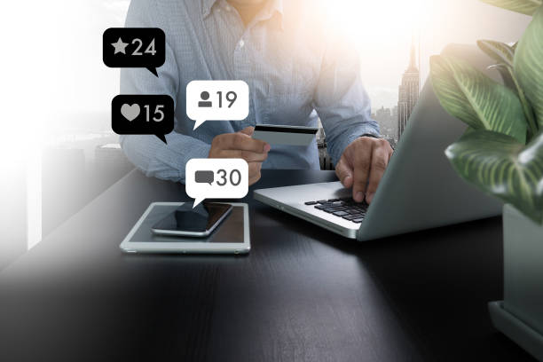 istock Contact us  sms media man use  smart phone social media network pop notification icons 968788626