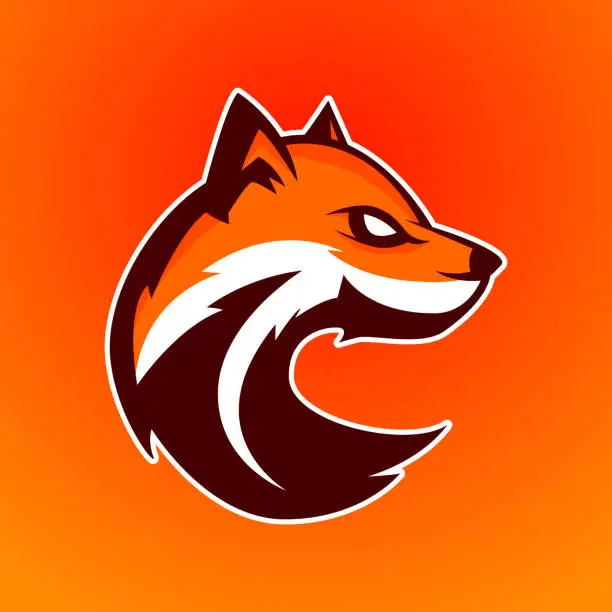 Vector illustration of Modern professional symbol for sport team. Fox mascot. Foxes, vector symbol on a dark background.