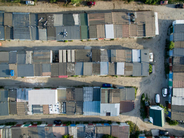 istock roof of garages, top view 968793580