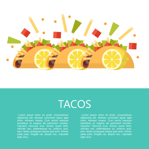 istock Tacos. Delicious Mexican fast food in corn tortillas.  Vector illustration. 968799738