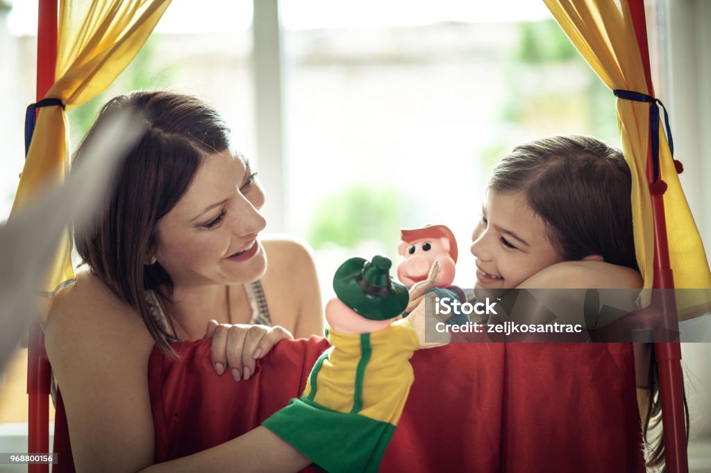 Performance in the puppet theater Puppet Show Stock Photo