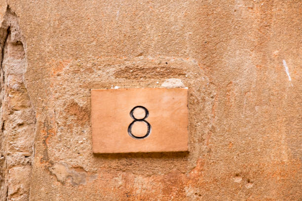 istock Old house sign with the number eight 968802366