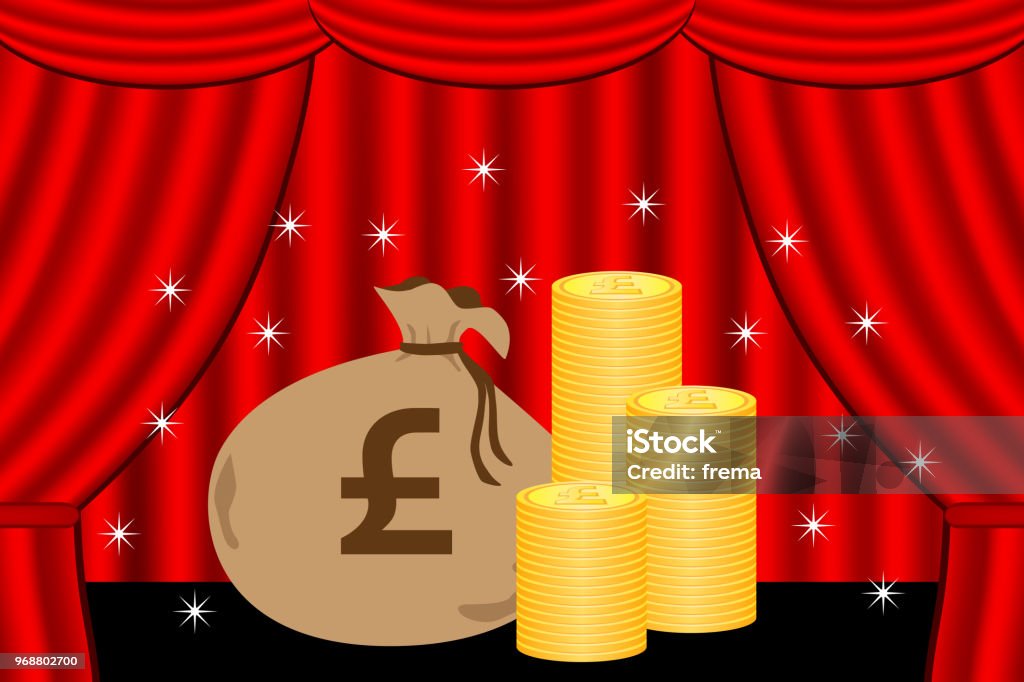 Coin on the stage. Billionaire stock illustration