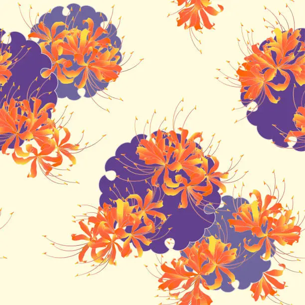 Vector illustration of Japanese style cluster amaryllis pattern,