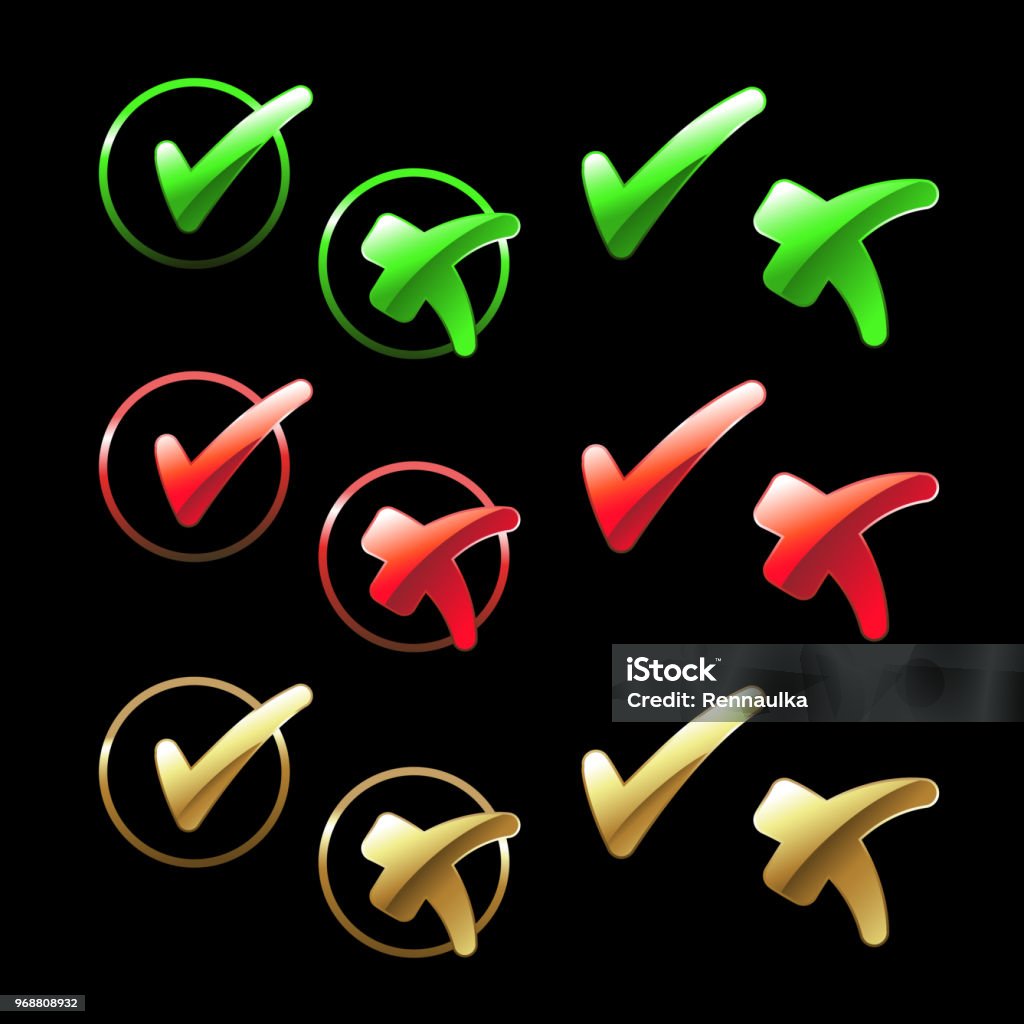 Vector buttons - check marks on black background Vector buttons - check marks on black background - illustration Asking stock vector