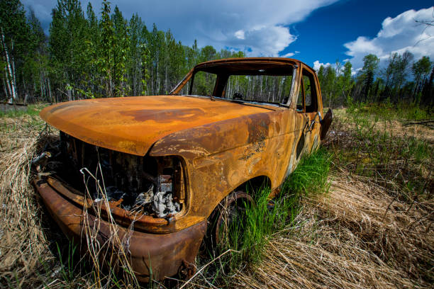 istock Abandoned burnt truck 968812350