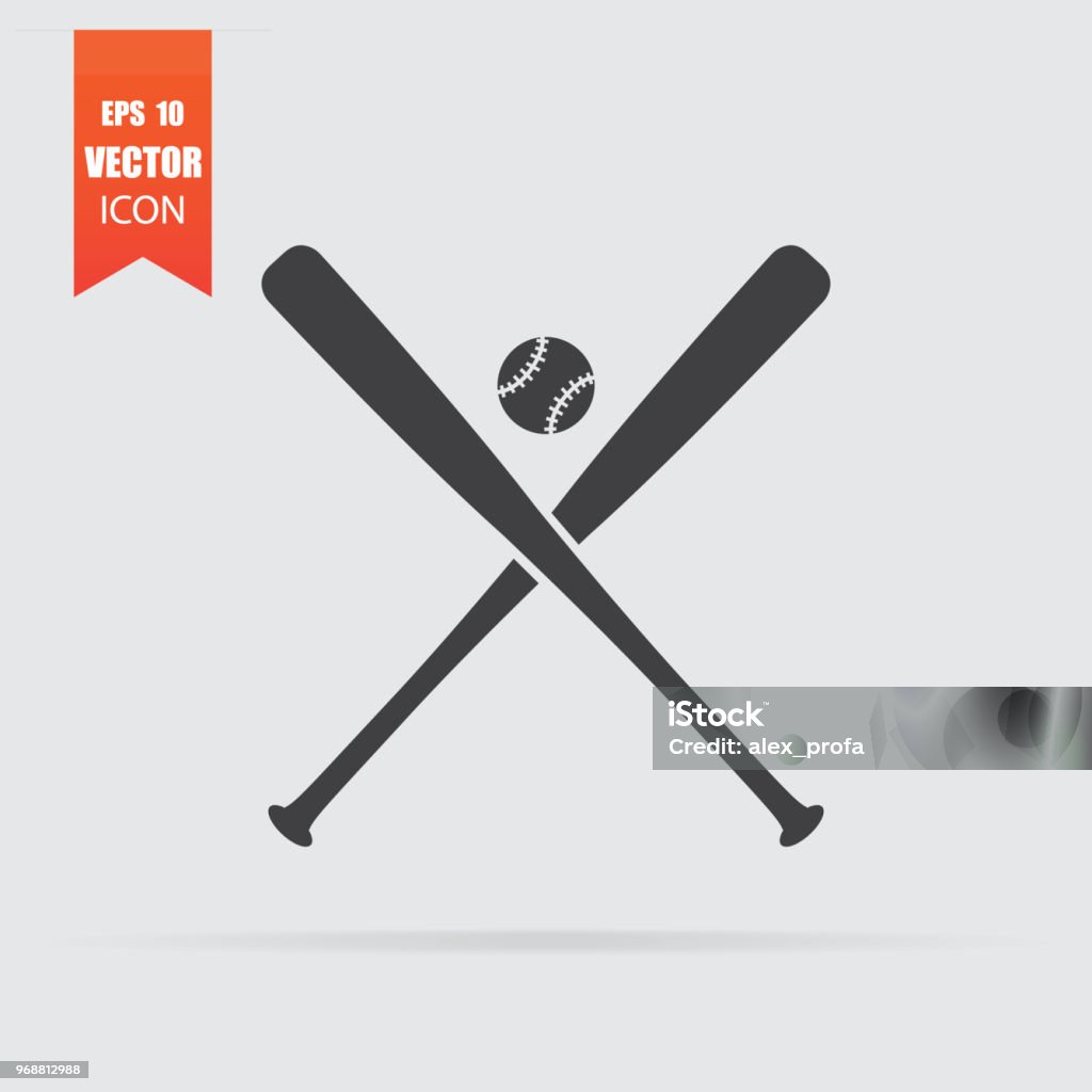 Baseball icon in flat style isolated on grey background. Baseball icon in flat style isolated on grey background. For your design, logo. Vector illustration. Baseball Bat stock vector