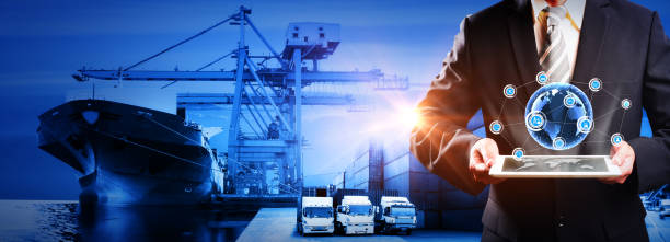 istock World map with logistic network distribution, Logistic and transport concept in front Industrial Container Cargo freight ship for Concept of fast or instant shipping, Online goods orders worldwide 968819954