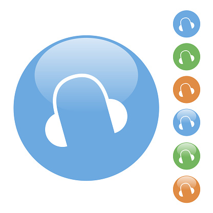 Colored vector simple round headphones icon