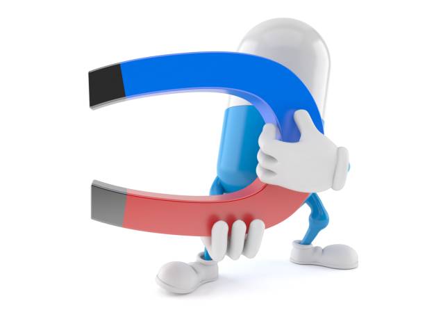 istock Pill character holding horseshoe magnet 968820082