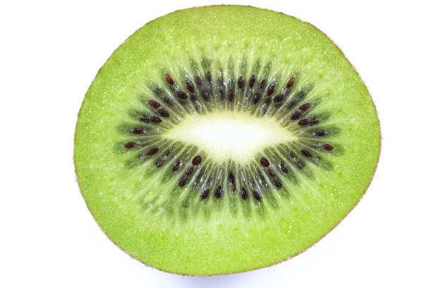 istock Ripe and fresh kiwi fruit slice isolated on white background. 968830416