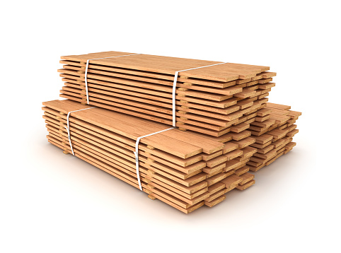 wooden planks stack  isolated 3d illustration