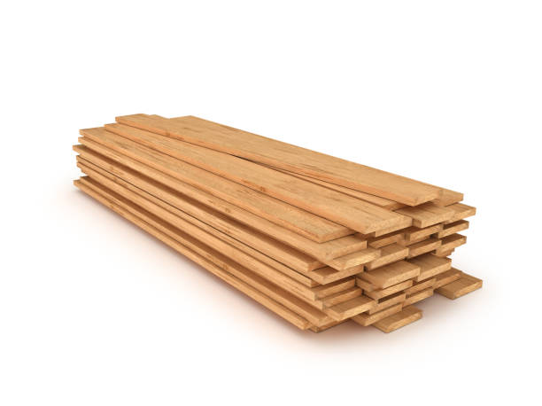 assi di legno isolato illustrazione 3d - legname foto e immagini stock