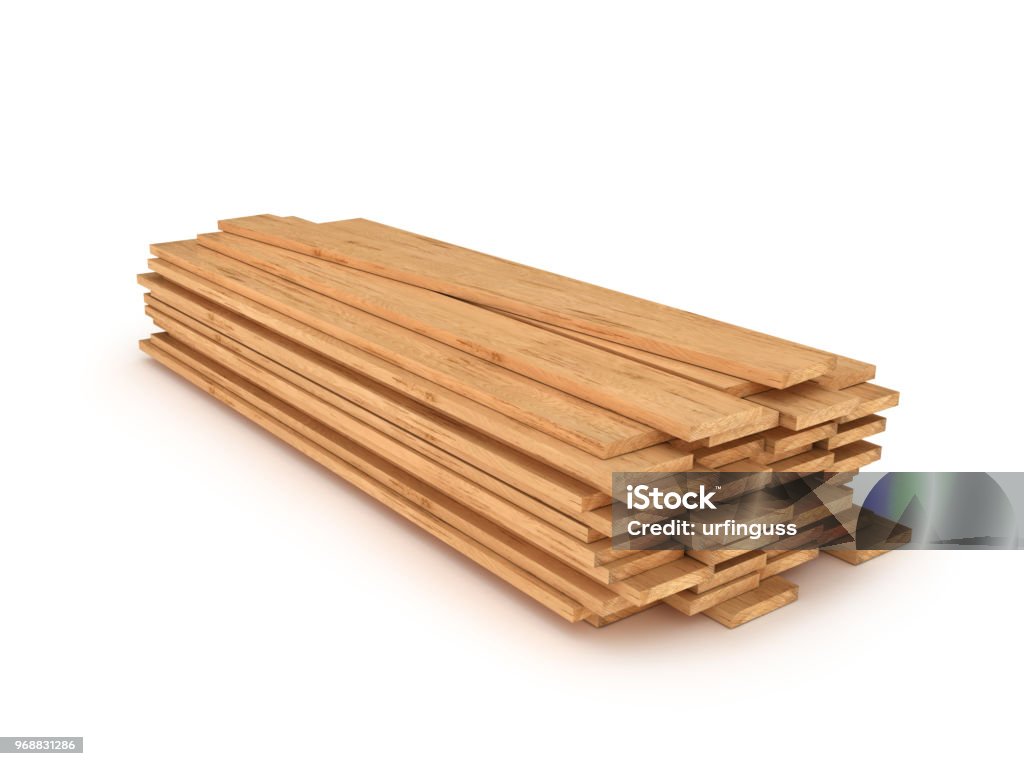 wooden planks isolated 3d illustration Timber Stock Photo