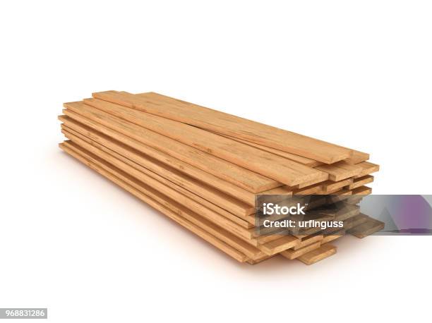 Wooden Planks Isolated 3d Illustration Stock Photo - Download Image Now - Timber, Plank - Timber, White Background