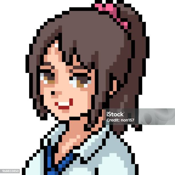 Ilustración de Vector Pixel Art Anime Chica Aislada Dibujos Animados y más  Vectores Libres de Derechos de Niñas - iStock