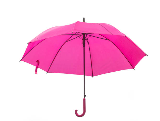istock Opened umbrella pink color isolated on white background with clipping path. 968833914