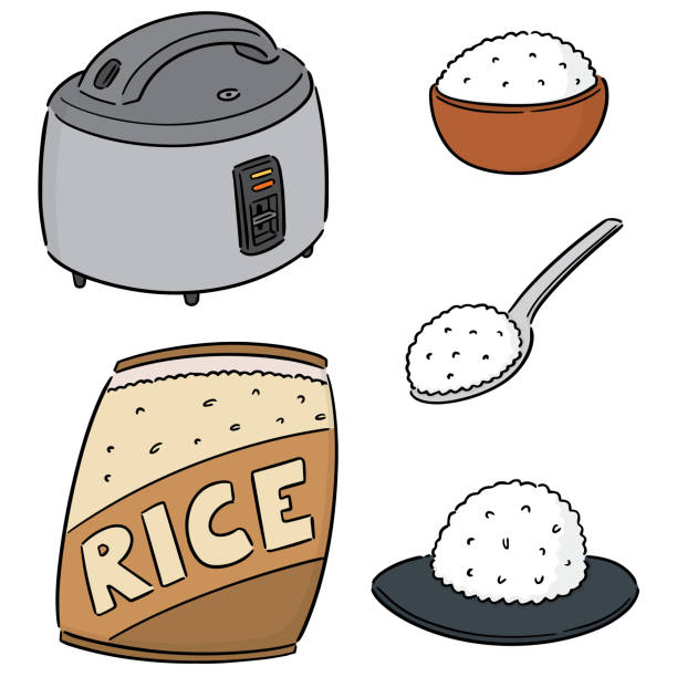 rice vector set of rice rice sack stock illustrations