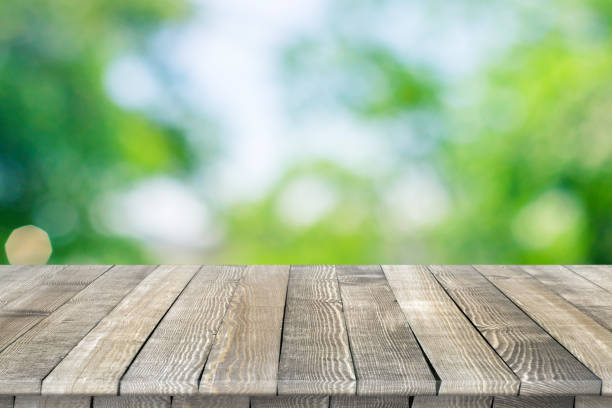 istock Rustic wooden table vintage style in perspective 968834592