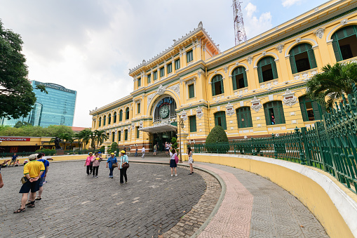 Ho Chi Minh city, VIETNAM, May 18, 2018; Ho Chi Minh City, Vietnam Saigon Central Post Office. Historical building built between 1886 and 1891. Famous visitor point.
