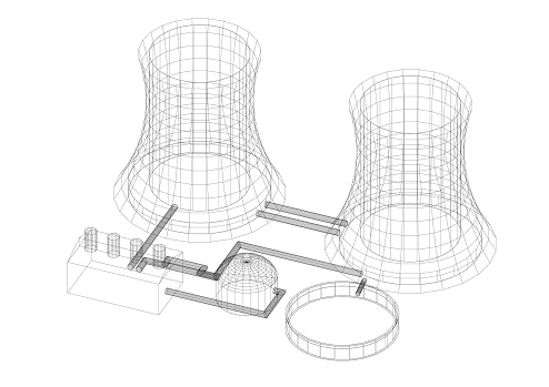 Nuclear power plant Architect blueprint - isolated