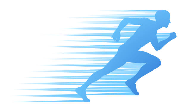 силуэт бегун спринт или запуск концепция - running speed track event jogging stock illustrations